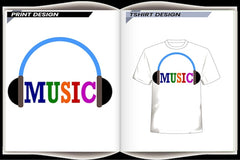 Next Print a book cover with a shirt that says music on it t shirt.