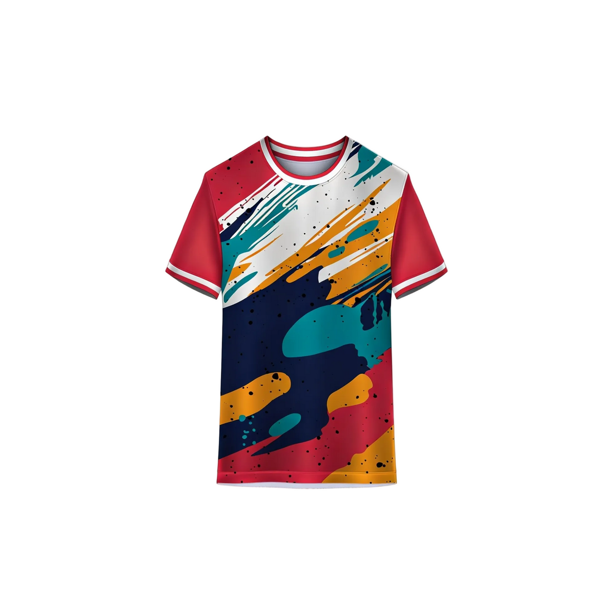 Colorful abstract sports jersey design with custom sublimation print for cricket football and team wear