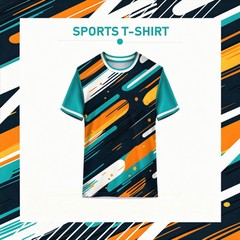 Colorful blue orange sports t-shirt front view for men and women