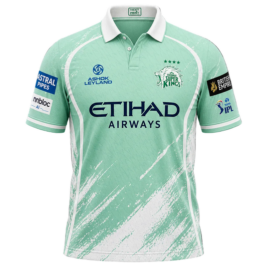 Next print CSK IPL Green White Jersey – Custom Printed Sports Jersey – Add Your Name & Number