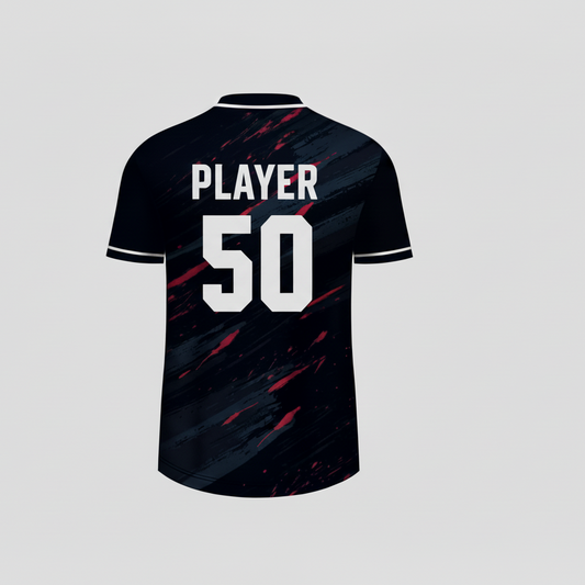 Custom black crimson esports jersey back side with personalized gamer name and number
