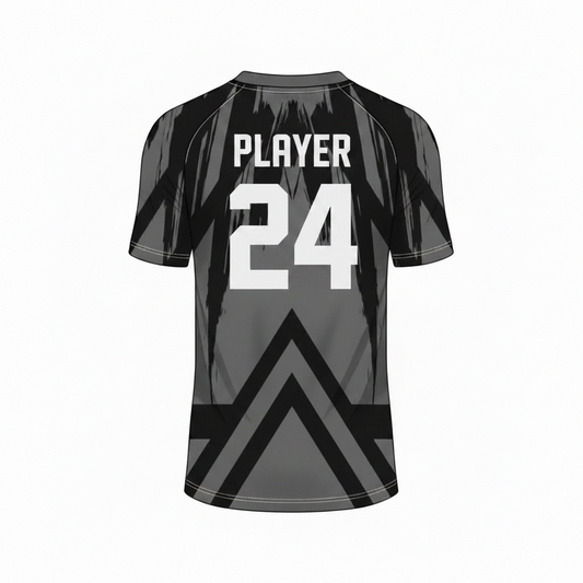 Black gray chevron pattern custom esports jersey back side with player name and number