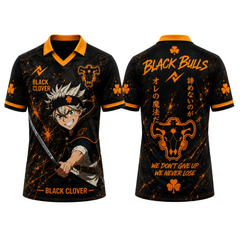 Black orange inferno strike anime inspired jersey back view