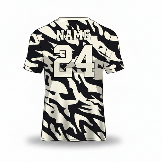 Black white camo custom esports jersey back side with player name and number