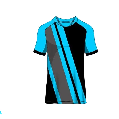 Custom blue black striped esports jersey front view