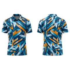 Custom Blue Orange Velocity Pulse Esports Polo Jersey front view