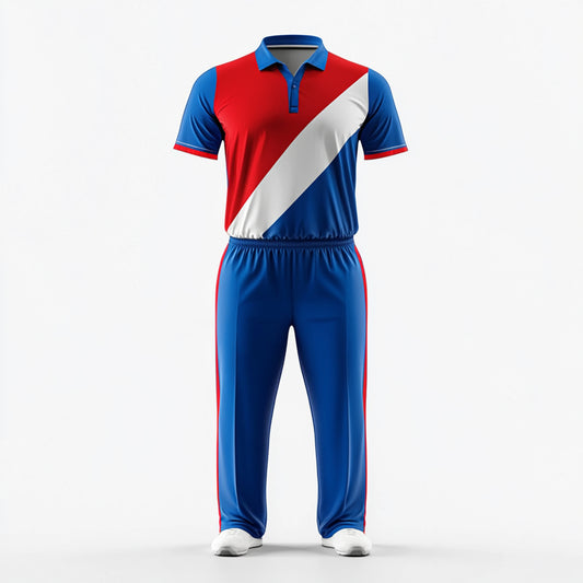 Next print Custom Cricket Jersey with Track Pant – Red White Blue Sports Uniform | Personalized Team Kit India