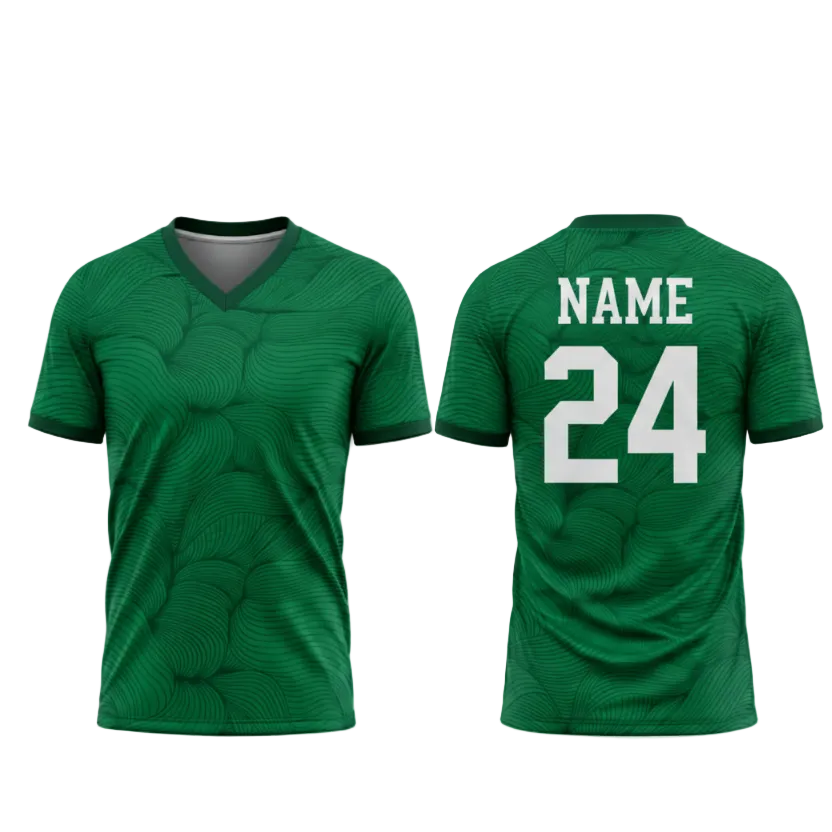 Emerald green spiral flow esports jersey back view