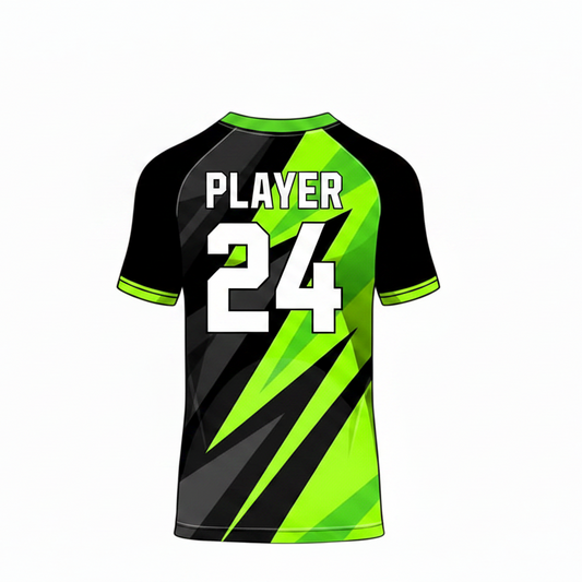Green black lightning edge custom esports jersey back side with player name and number