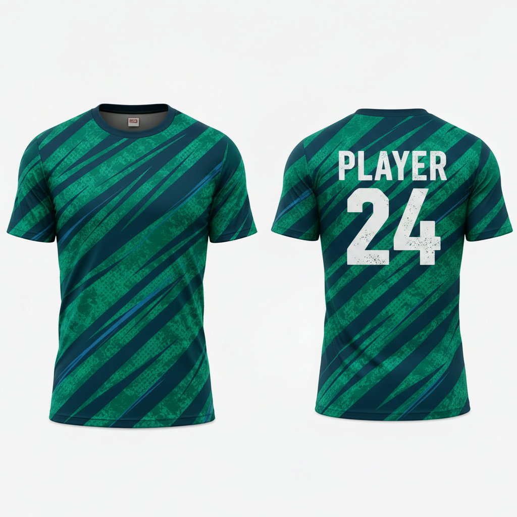Green diagonal stripes esports jersey back view
