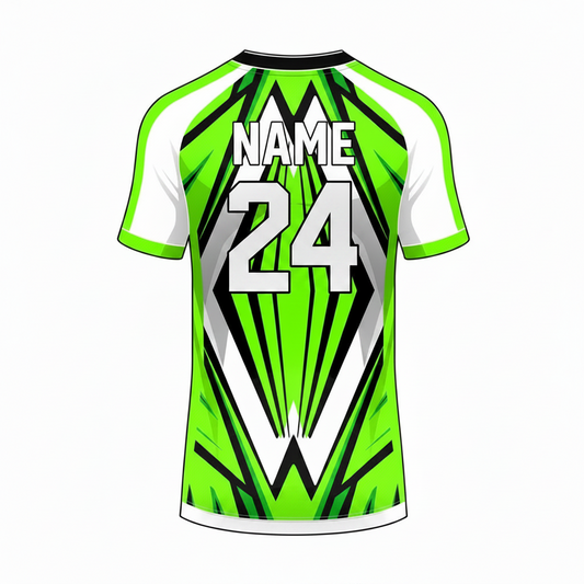 Green white apex custom esports jersey back side with player name and number