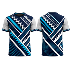 Custom Navy Blue Grey Geometric Patterned Esports Jersey front view