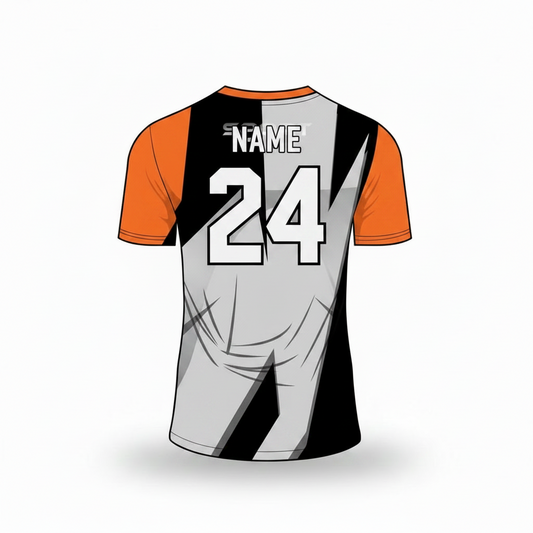 Orange black silver edge custom esports jersey back side with player name and number