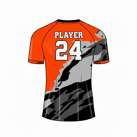 Orange grey shadow custom esports jersey back side with player name and number
