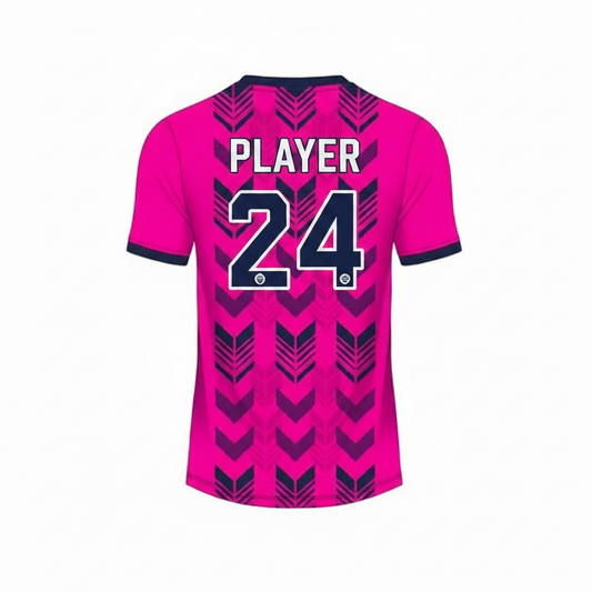 Pink black custom esports jersey back side with player name and number