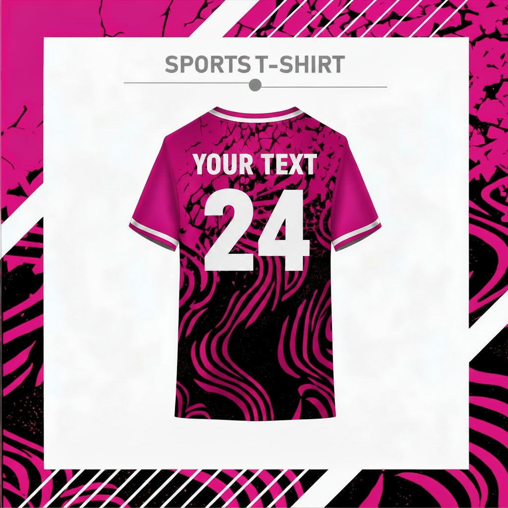 Pink black athletic sportswear t-shirt for gym running cricket and football