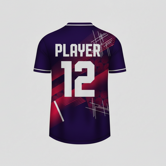 Custom purple crimson esports jersey back side with personalized gamer name and number