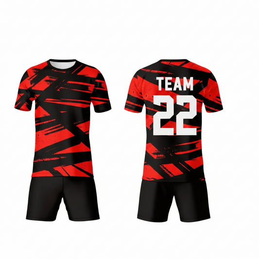 Next print Red Black Sports T-Shirt and Shorts Set | Custom Printed Cricket & Football Uniform | Lightweight Gym Wear