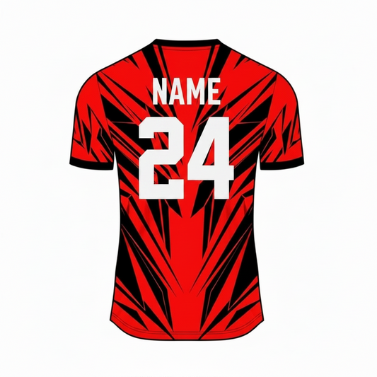 Red black phantom custom esports jersey back side with player name and number