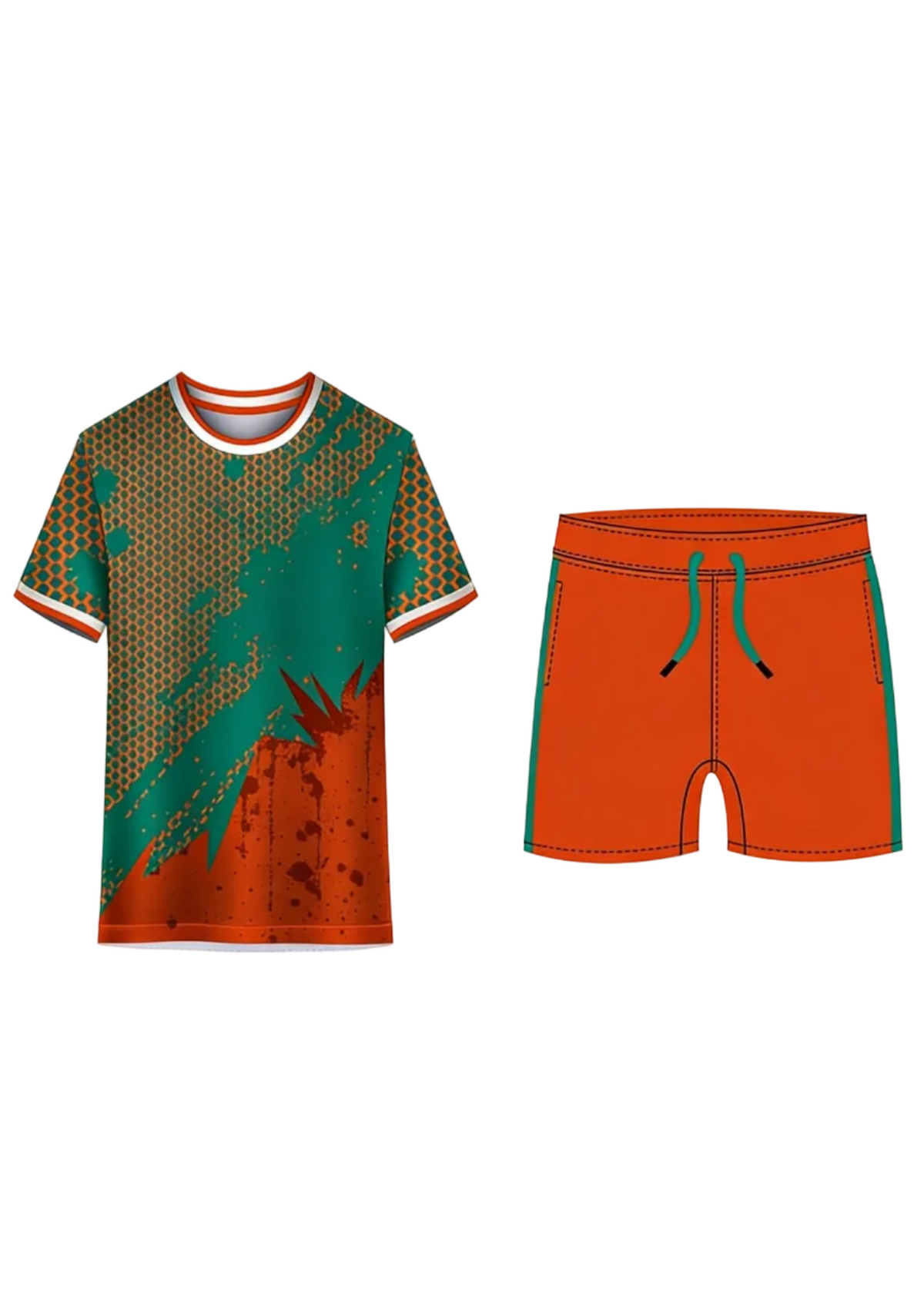 Personalized football jersey set India teal orange pattern"
