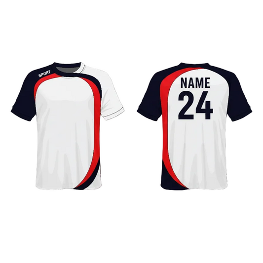 Custom white black red esports jersey back side with personalized gamer name and number