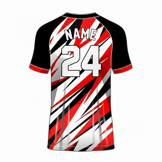 White red slash custom esports jersey back side with player name and number