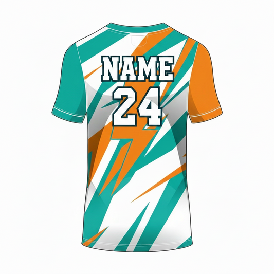 White teal fusion custom esports jersey back side with player name and number