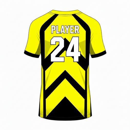 Yellow black custom esports jersey back side with player name and number