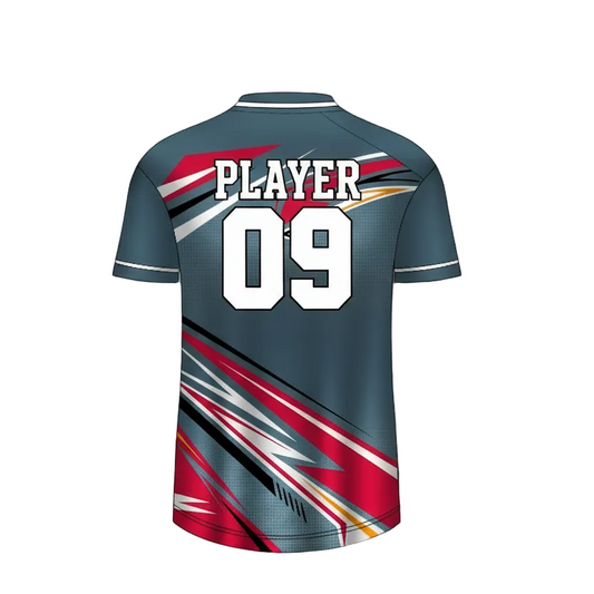 Customized steel grey esports jersey back side with personalized gamer name and number