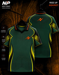 Dark Green Neon Edge sublimation sports jersey with neon yellow accents and Next Print logo