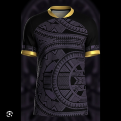 a red and blue soccer jersey with the word soccer on it