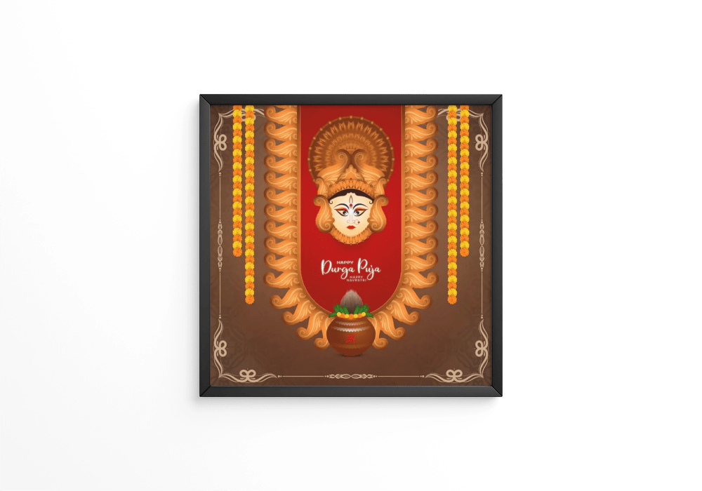 Durga Puja and Happy navratri festival frame - Next Print