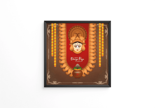 Durga Puja and Happy navratri festival frame - Next Print