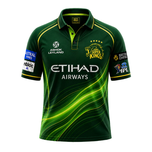 Next print Custom Green Cricket Jersey CSK Style with Name & Number – India