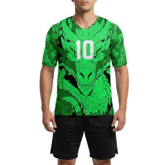 Next Print Green Dragon Jersey Design Printed T-Shirt.
