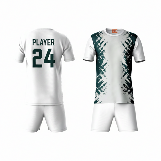 Green athletic coord set back side with white shorts