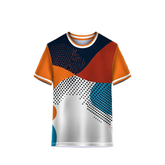 Grey Orange Abstract Sports Jersey with Custom Sublimation Print for Cricket, Football and Team Sports by NextPrint