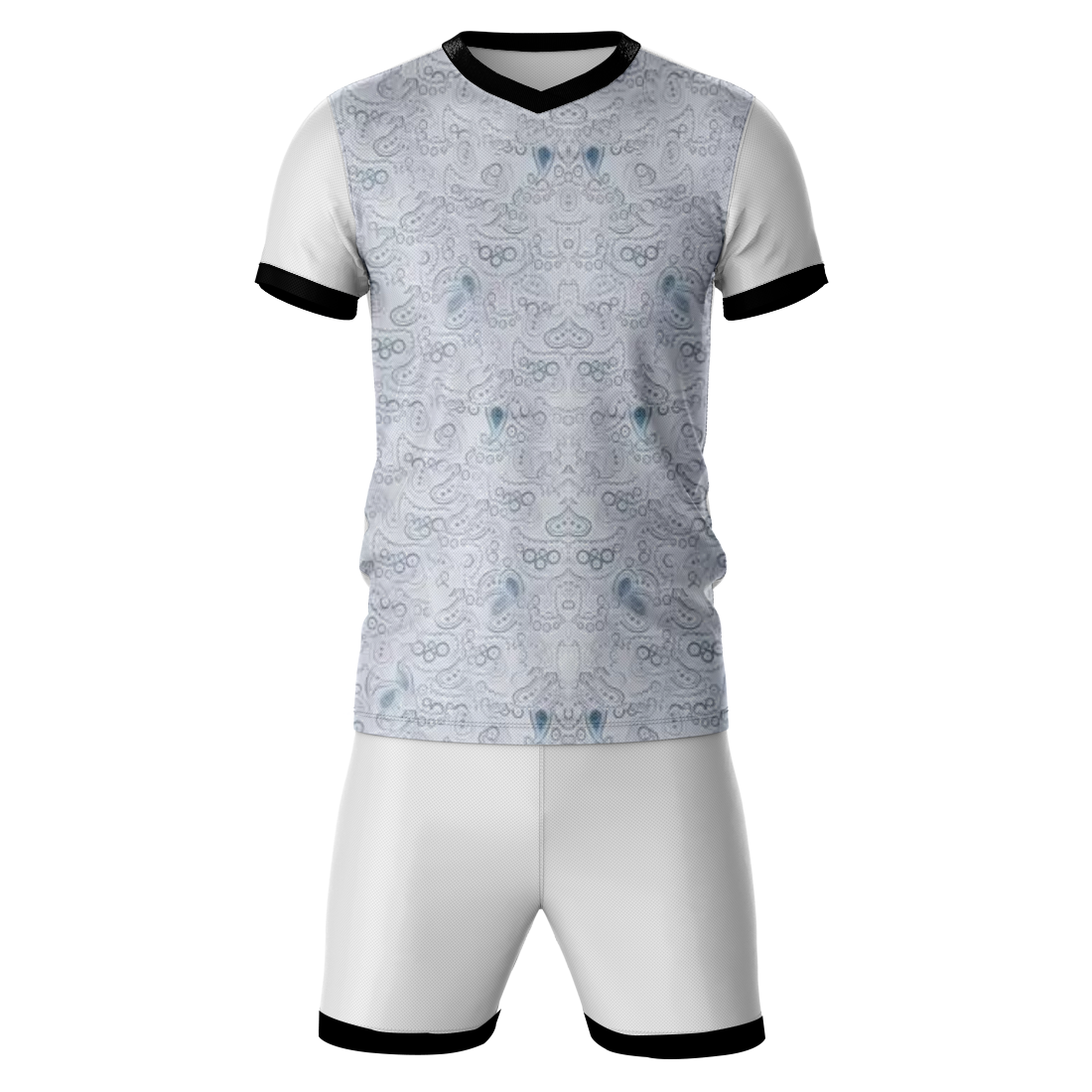 Grey sports jersey with white shorts front view for men