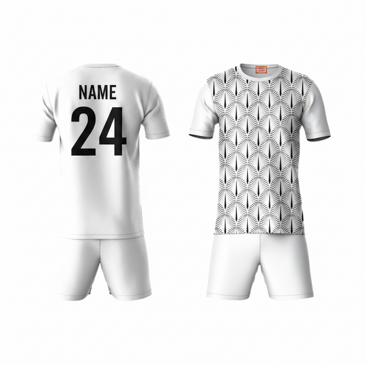 Grey activewear t-shirt with white shorts back view