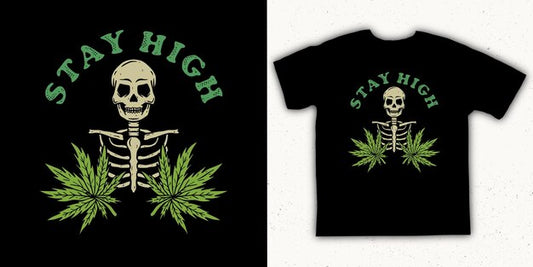 Next Print hand drawn skull stay High t-shirt.