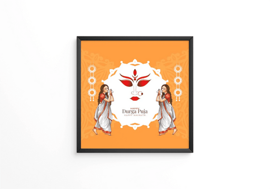 Happy Durga puja and Navratri traditional religious festival frame - Next Print