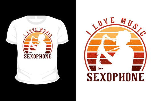 Next Print I love music saxophone silhouette t shirt .