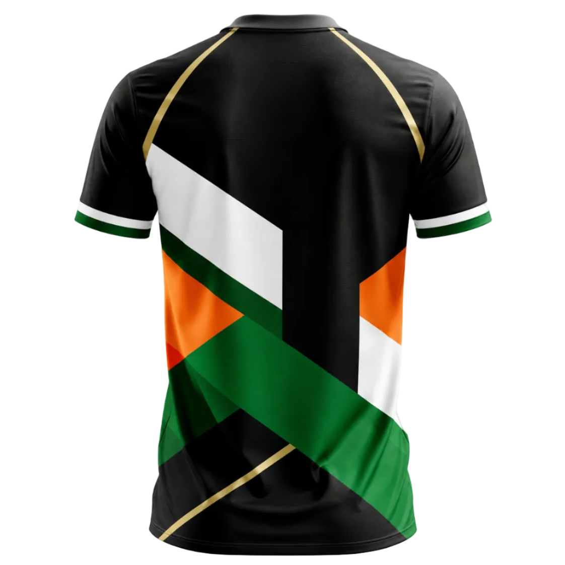 Independence 2026 Black Tricolour Victory Stripe Sports Jersey back view