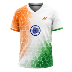Independence 2026 Saffron White Green Nation Grid Sports Jersey front view