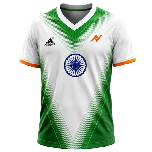Independence 2026 White Green Victory V Sports Jersey front view
