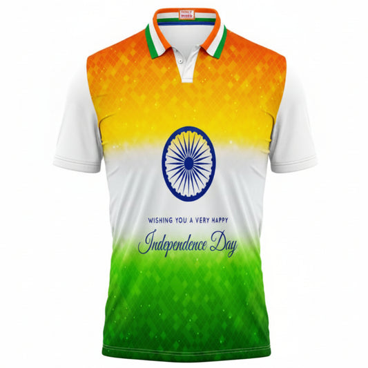 India Happy Independence Day Ashoka Chakra Tricolor Patriotic Polo T-Shirt Design