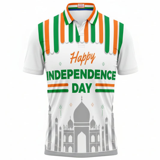 India Happy Independence Day Monument Skyline Tricolor Patriotic Polo T-Shirt Design