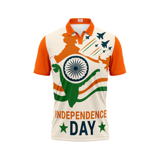 India Independence Day Polo Neck Azadi Tricolor Graphic Patriotic Printed T-Shirt | NextPrint