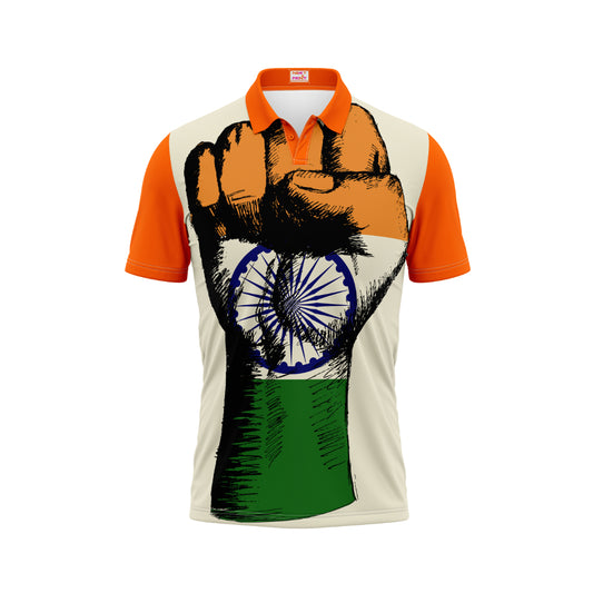 India Independence Day Polo Neck Green Tiranga Patriotic Printed T-Shirt | NextPrint
