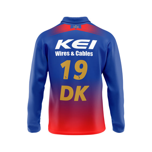 IPL 2026 RCB inspired blue red cricket polo jersey back side
